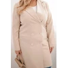 Moteriškas Plus Size dvieilis paltas su apykakle, smėlio spalvos