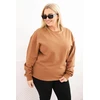 Moteriškas Plus Size džemperis su apvalia iškirpte, kapučino spalvos