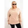 Moteriškas Plus Size džemperis su apvalia iškirpte, smėlio spalvos