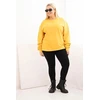 Moteriškas Plus Size džemperis su apvalia iškirpte, garstyčių spalvos