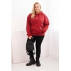 Moteriškas Plus Size džemperis su gobtuvu, burgundiškos spalvos