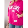 Moteriškas Plus Size džemperis su gobtuvu ir kišene, fuksijos spalvos