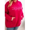 Moteriškas Plus Size džemperis su gobtuvu, fuksijos spalvos