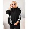 Moteriškas Plus Size džemperis su gobtuvu, juodos spalvos