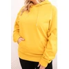 Moteriškas Plus Size džemperis su gobtuvu ir kengūros kišene, garstyčių spalvos