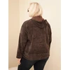 Moteriškas Plus Size džemperis su gobtuvu, rudas