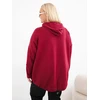 Moteriškas Plus Size džemperis su gobtuvu ir kengūros kišene, burgundiškos spalvos
