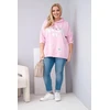 Moteriškas Plus Size džemperis su gobtuvu ir kišene, rožinės spalvos
