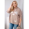 Moteriškas Plus Size džemperis su gobtuvu ir kišene, kapučino spalvos