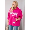 Moteriškas Plus Size džemperis su gobtuvu ir kišene, fuksijos spalvos