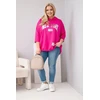 Moteriškas Plus Size džemperis su gobtuvu ir kišene, fuksijos spalvos