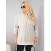 Moteriškas Plus Size džemperis su gobtuvu ir pinta intarpe, smėlio spalvos