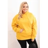 Moteriškas Plus Size džemperis su gobtuvu ir kengūros kišene, garstyčių spalvos