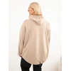 Moteriškas Plus Size džemperis su gobtuvu ir kengūros kišene, smėlio spalvos