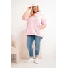 Moteriškas Plus Size džemperis su gobtuvu ir spauda, rožinės spalvos