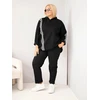 Moteriškas Plus Size džemperis su gobtuvu, juodos spalvos
