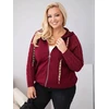 Moteriškas Plus Size džemperis su gobtuvu, burgundiškos spalvos