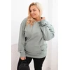 Moteriškas Plus Size džemperis su gobtuvu ir kišene, mėtų spalvos