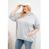 Moteriškas Plus Size džemperis su gobtuvu ir spauda, pilkas