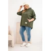 Moteriškas Plus Size džemperis su gobtuvu ir užrašu, chaki spalvos