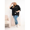 Moteriškas Plus Size džemperis su gobtuvu ir spauda, juodos spalvos