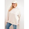 Moteriškas Plus Size džemperis su gobtuvu ir spauda, smėlio spalvos