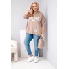 Moteriškas Plus Size džemperis su gobtuvu ir kišene, kapučino spalvos