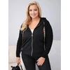 Moteriškas Plus Size džemperis su gobtuvu, juodos spalvos