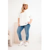 Moteriškas Plus Size džemperis su gobtuvu ir spaudiniu, ekru spalvos