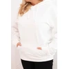 Moteriškas Plus Size džemperis su gobtuvu ir kengūros kišene, baltos spalvos