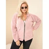 Moteriškas Plus Size džemperis su gobtuvu ir užtrauktuku, rožinės spalvos