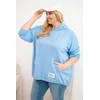Moteriškas Plus Size džemperis su gobtuvu ir spauda, mėlynos spalvos