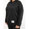 Moteriškas Plus Size džemperis su gobtuvu ir kengūros kišene, juodas