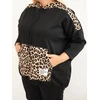 Moteriškas Plus Size džemperis su gobtuvu, juodos spalvos