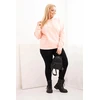 Moteriškas Plus Size džemperis su gobtuvu ir kengūros kišene, lašišos spalvos