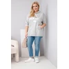 Moteriškas Plus Size džemperis su gobtuvu ir kišene, pilkai melanžinis