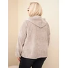Moteriškas Plus Size džemperis su gobtuvu ir užtrauktuku, kapučino spalvos