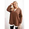 Moteriškas Plus Size džemperis su V formos iškirpte, rudas