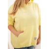 Moteriškas Plus Size geltonas džemperis su gobtuvu ir spauda