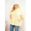 Moteriškas Plus Size geltonas džemperis su gobtuvu ir spauda