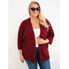 Moteriškas Plus Size kardiganas su kišenėmis, bordo spalvos