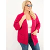 Moteriškas Plus Size kardiganas su kišenėmis, fuksijos spalvos