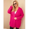 Moteriškas Plus Size kardiganas su sagomis ir pynių raštu, fuksijos spalvos