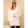 Moteriškas Plus Size kardiganas su sagomis, smėlio spalvos