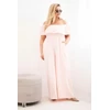 Moteriškas Plus Size kombinezonas su raukiniais ir trumpomis rankovėmis, pudrinės rožinės spalvos