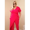 Moteriškas Plus Size kombinezonas su surišimu ties juosmeniu, fuksijos spalvos