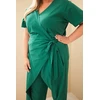Moteriškas Plus Size kombinezonas su surišimu ties juosmeniu, žalias