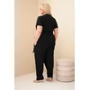 Moteriškas Plus Size kombinezonas su surišimu ties juosmeniu, juodas