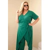 Moteriškas Plus Size kombinezonas su surišimu ties juosmeniu, žalias