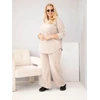 Moteriškas Plus Size komplektas iš viskozės aksomo, smėlio spalvos